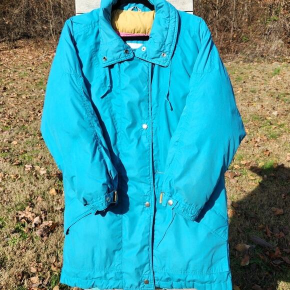 Vintage Teal Down Jacket • Explosion Brand • 80% Down Filled Winter Coat - Picture 1 of 14